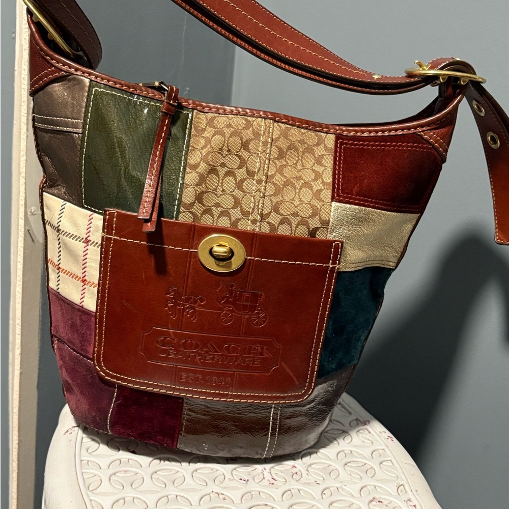 Coach Patchwork Shoulder Bag With Rich Tones - image 1